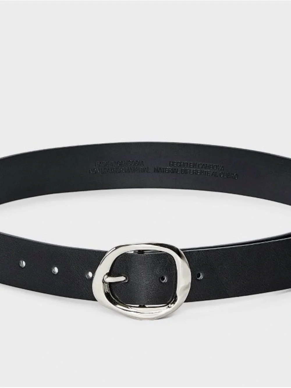 a new day Black Belt with Shiny Silver Oval Buckle wavy center